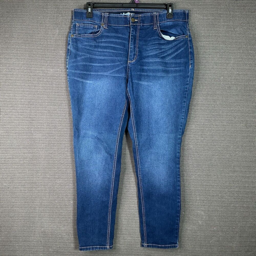 Blue Tulip Jeans Women's 18W Mid Rise Skinny The Magic Waistband Stretch Denim